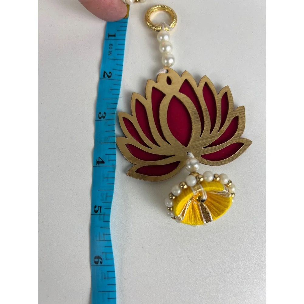 Indian Lotus Tassel Hang Decor Diwali Pooja Wedding‎ Ornate X9 Gold Red Yellow
